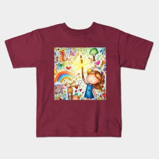 Girl with the Magic Pencil . Kids T-Shirt